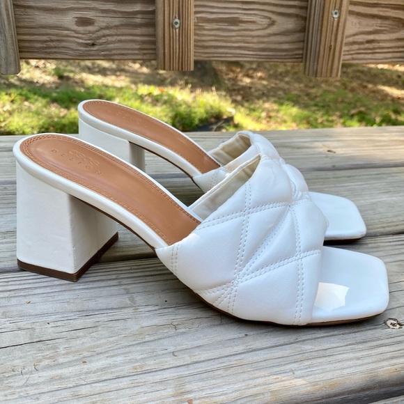 ASOS Quilted Mule White Square Toe Womens Size 9 Block Heel - Picture 1 of 6